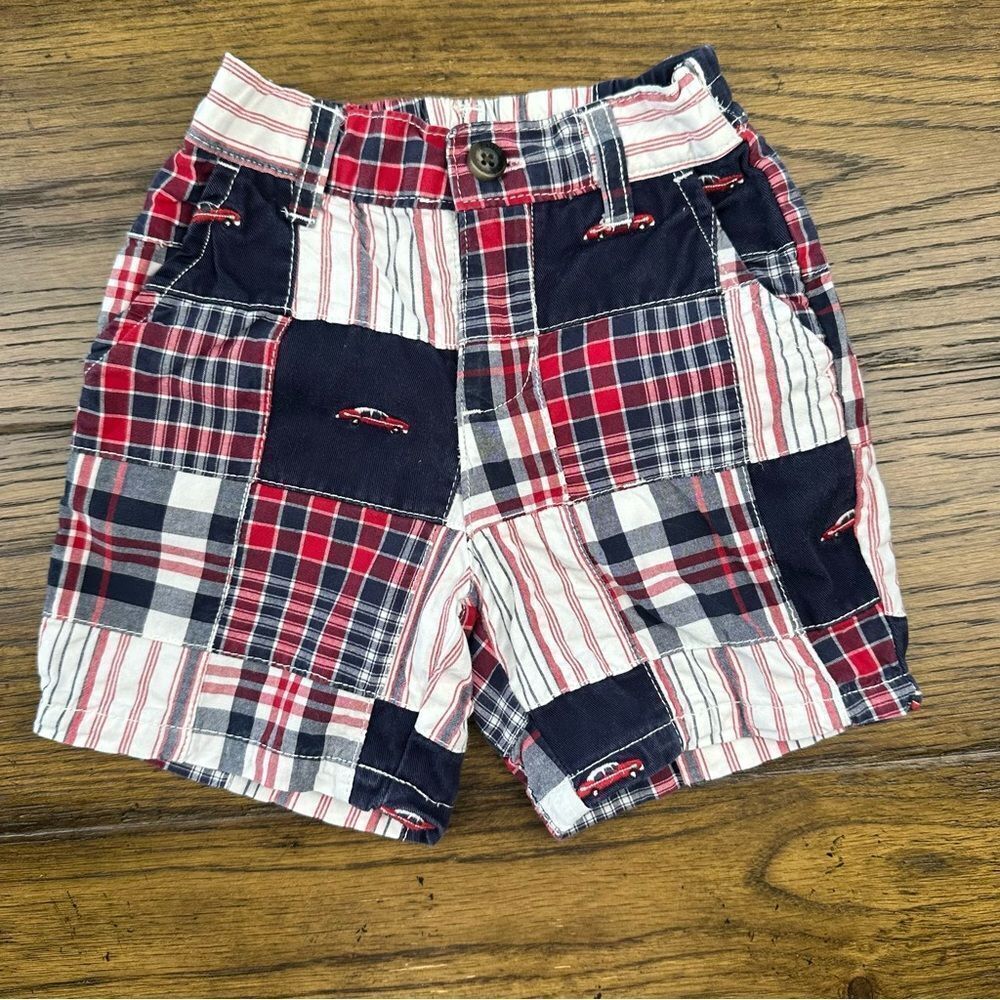 Janie and Jack Patchwork Shorts Red White Blue EUC